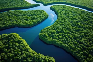 Zelfklevend Fotobehang Green landscape environment nature river © SHOTPRIME STUDIO