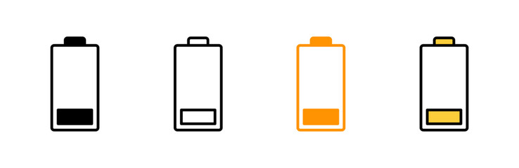 Battery icon set vector. battery charging sign and symbol. battery charge level