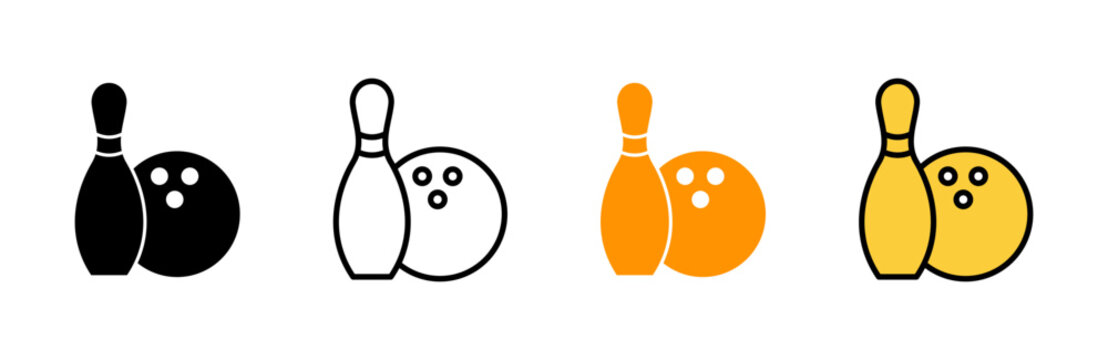Bowling icon set vector. bowling ball and pin sign and symbol.