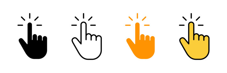 Hand cursor icon set vector. cursor sign and symbol. hand cursor icon clik - obrazy, fototapety, plakaty