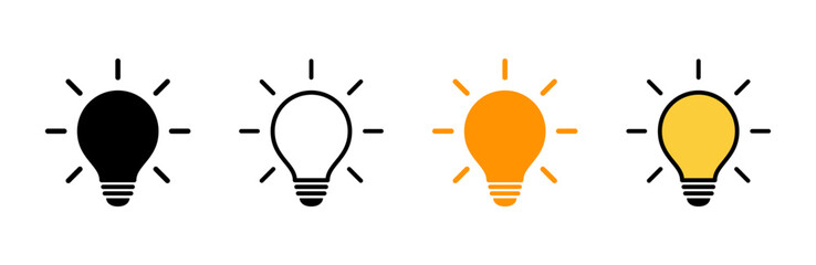 Lamp icon set vector. Light bulb sign and symbol. idea symbol. - obrazy, fototapety, plakaty