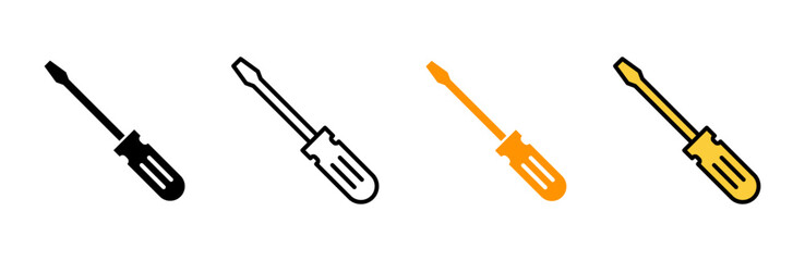 Screwdriver icon set vector. tools sign and symbol