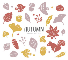 北欧風　秋の手描き素材セット