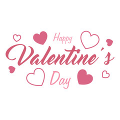 Text HAPPY VALENTINE'S DAY and hearts on white background