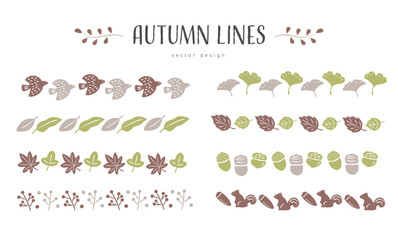 北欧風　秋の手描きラインセット