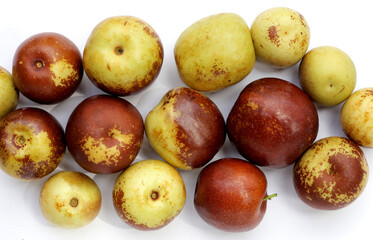 Fresh jujube fruit on white background