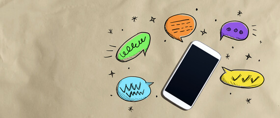 Speech bubbles and a smartphone - Photo collage