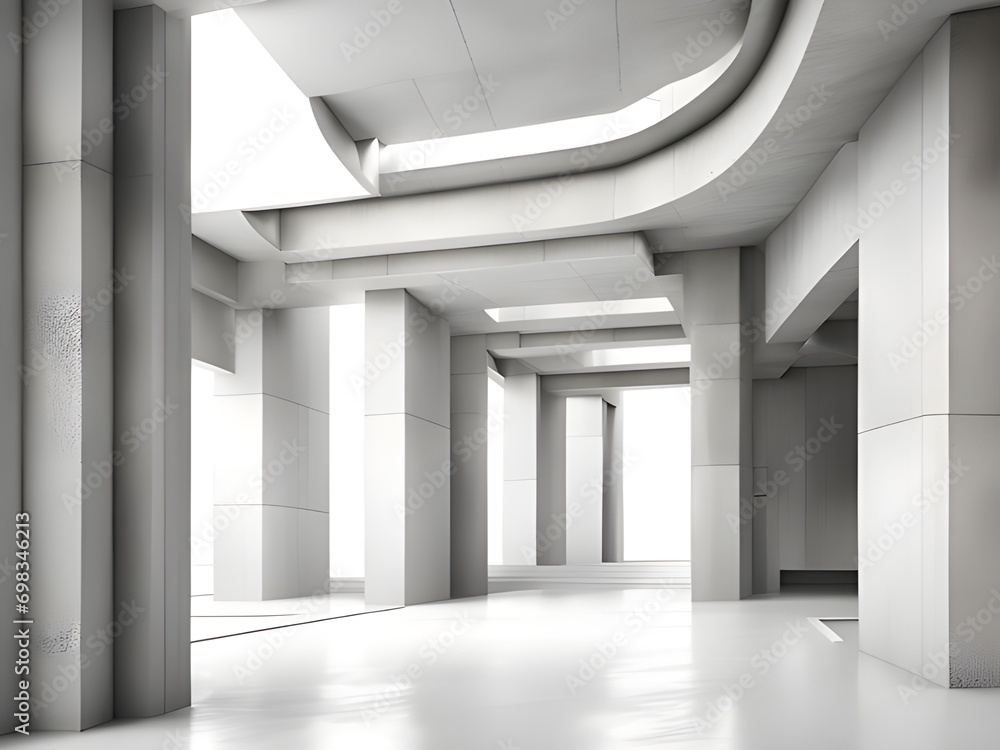 Poster white clean empty architecture interior space room studio background wall display products minimalis