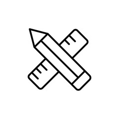 Pencil and ruler outline icons, graphic design minimalist vector illustration ,simple transparent graphic element .Isolated on white background
