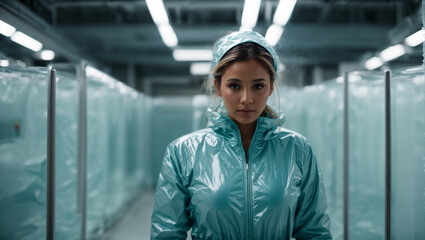 woman working in a in sterile enviroment