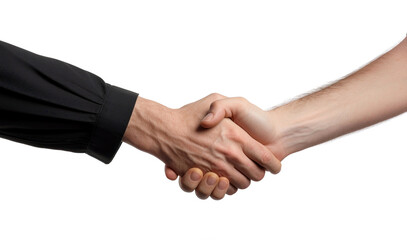 Men shaking hands isolated on white background. Close-up