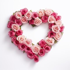 rose wreath made of heart shape