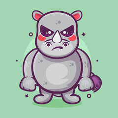 serious rhino animal character mascot with an angry expression isolated cartoon