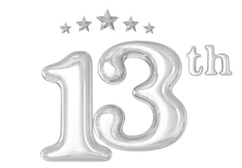 13th Anniversary Silver 3D Number 