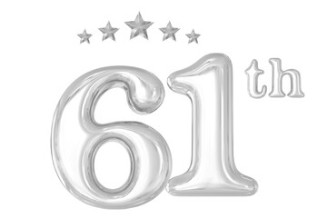 61th Anniversary Silver 3D Number 