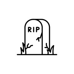 Tombstone outline icons, halloween design minimalist vector illustration ,simple transparent graphic element .Isolated on white background