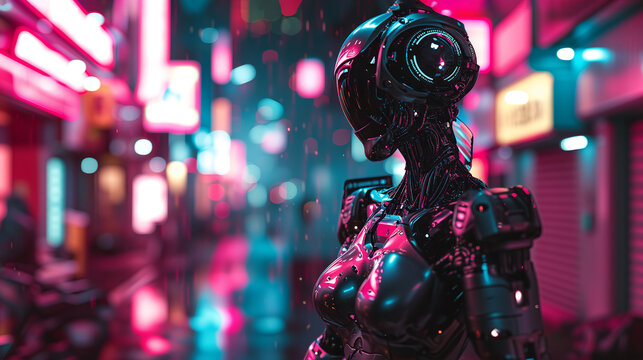 CIber Woman in ciberpunk city
