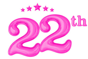22th Anniversary Pink 3D Number 