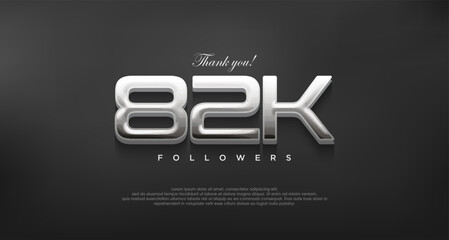 Simple and elegant thank you 82k followers, with a modern shiny silver color.