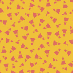 Vector yellow and red traffic cones polka dot seamless pattern background. Suitable for textile, gift wrap and wallpaper.