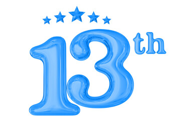 13th Anniversary Blue 3D Number