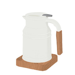 Illustration of an electric kettle with a wooden handle.