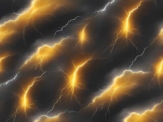 Golden thunderstorm on dark nature background. - obrazy, fototapety, plakaty