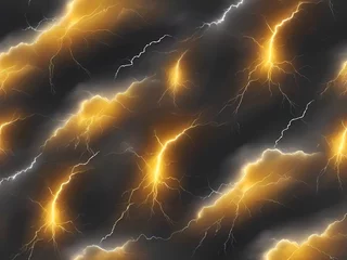 Muurstickers Golden thunderstorm on dark nature background. © nur