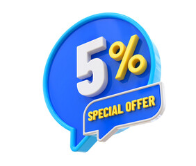 5 percent Special offer in 3d Sticker