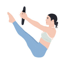 pilates teaser pose (core exercise) - a concept illustration of healthy life