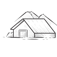 wooden house handdrawn illustration