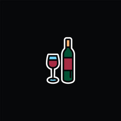 Original vector illustration. The icon of a wine bottle with glasses.