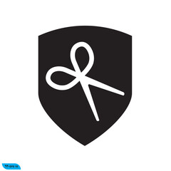 Scissor shield icon design vector graphic of template, sign and symbol