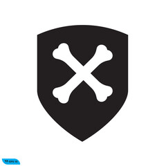 Obraz premium Bone shield icon design vector graphic of template, sign and symbol