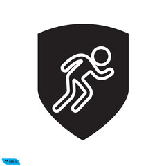 Stickman run shield icon design vector graphic of template, sign and symbol