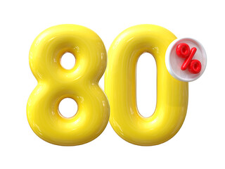 80 percent Yellow balloon offer in 3d