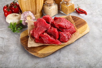 Sliced raw beef meat for cooking