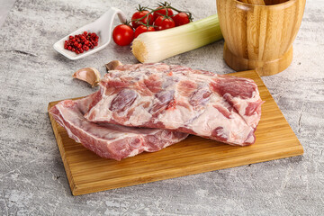 Raw pork ribs for barbecue