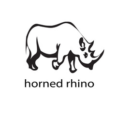 Printhand draw a sketch in the style of a rhino on a black white background