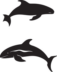 Whale vector icon black silhouette isolated on white background