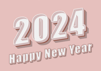 Happy new year text 2024 with peach color design