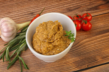 Jewish eggplant dip with oil
