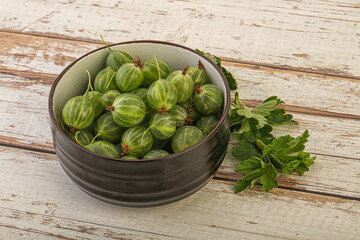 Natural ripe gooseberry heap in the bowl