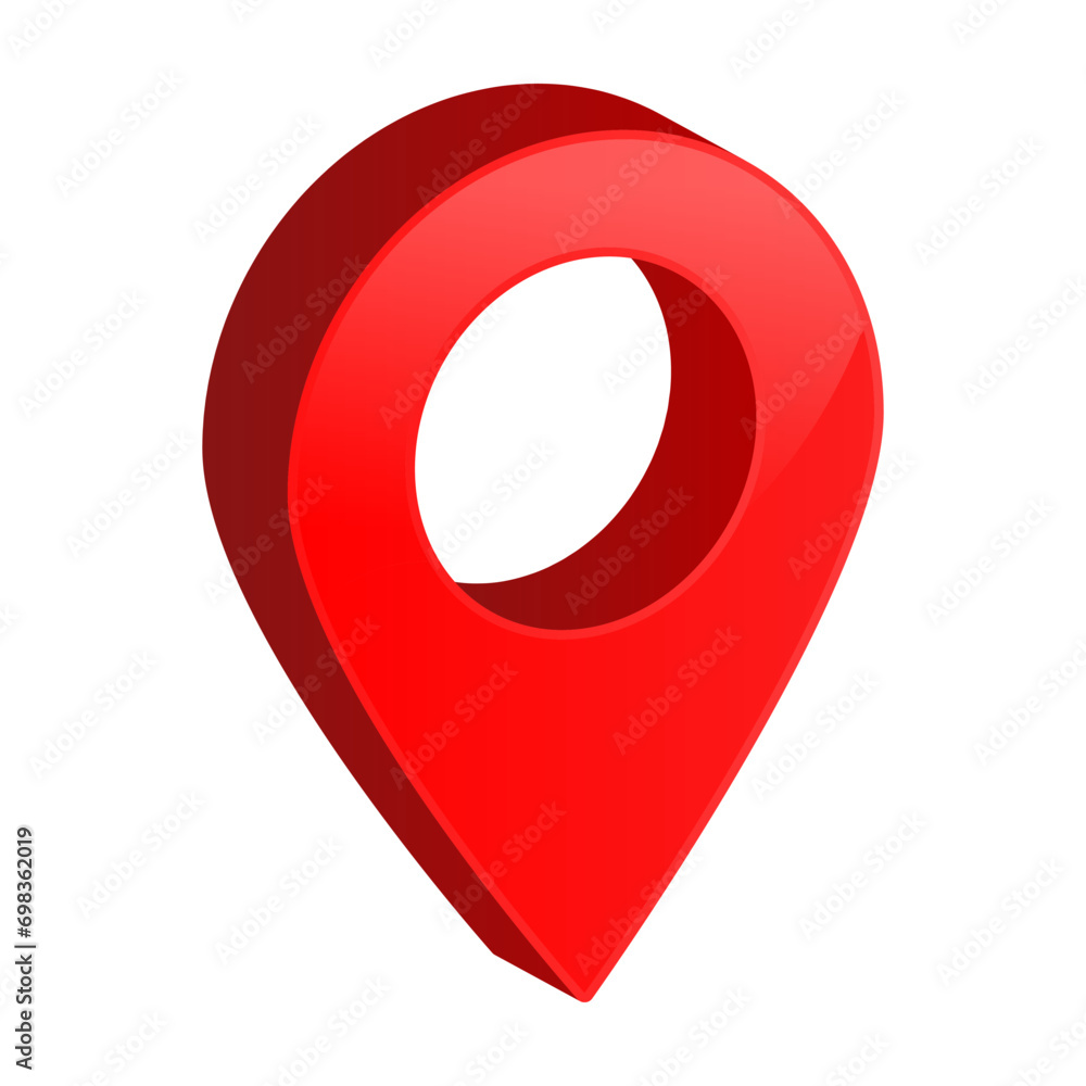 Aufkleber 3d location map pointer icon, place pin marker sign - isometric red gps map pointers in red frame, destination symbols in 3d. red location icon	