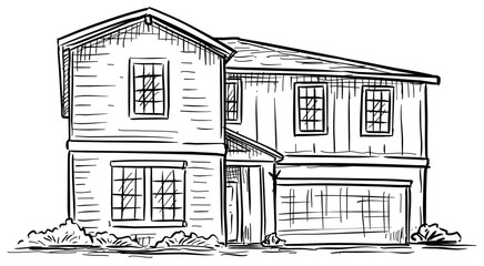 america house handdrawn illustration
