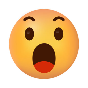Naklejki 3d surprised wow emoji face. shocked wow emoticon with open mouth , cute smiley emoticons fellings wonder and amazing 
