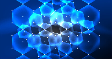 Neon hexagon background. Hi-tech design for wallpaper, banner, background, landing page, wall art, invitation, prints, posters