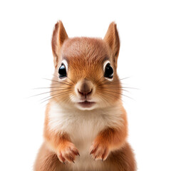 Obraz premium Close up of a baby squirrel, cute face isolated on white background