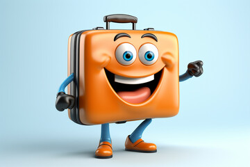 Fototapeta premium With sign suitcase character cartoon style 3D illustration