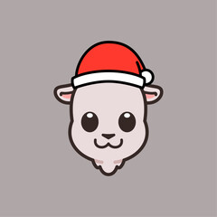 Goat Wearing Santa Hat Illustration